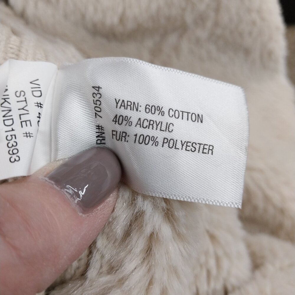 3305 Size Large Orvis Fun Fur Trimmed Cardigan Sweater - Picture 9 of 9